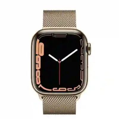 Smartwatch Apple Watch Series 7, 1.69inch, curea otel, Gold-Gold Milanese