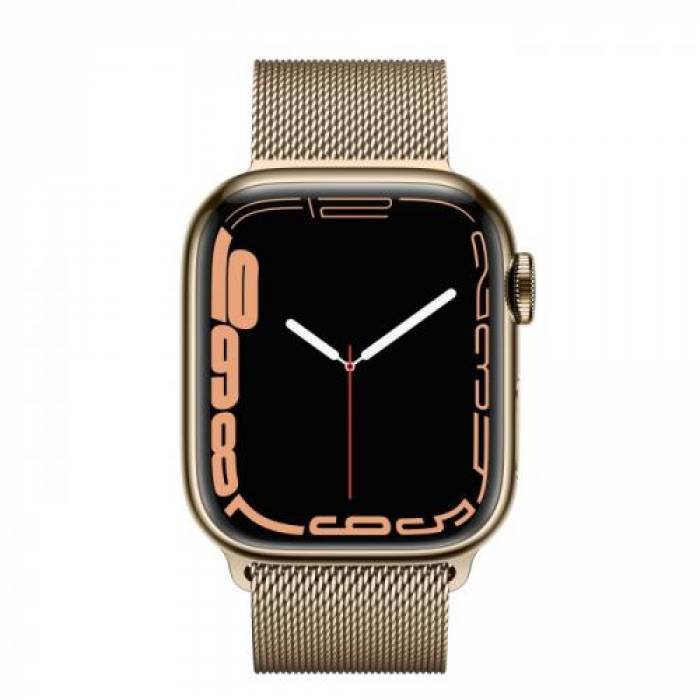 Smartwatch Apple Watch Series 7, 1.69inch, curea otel, Gold-Gold Milanese