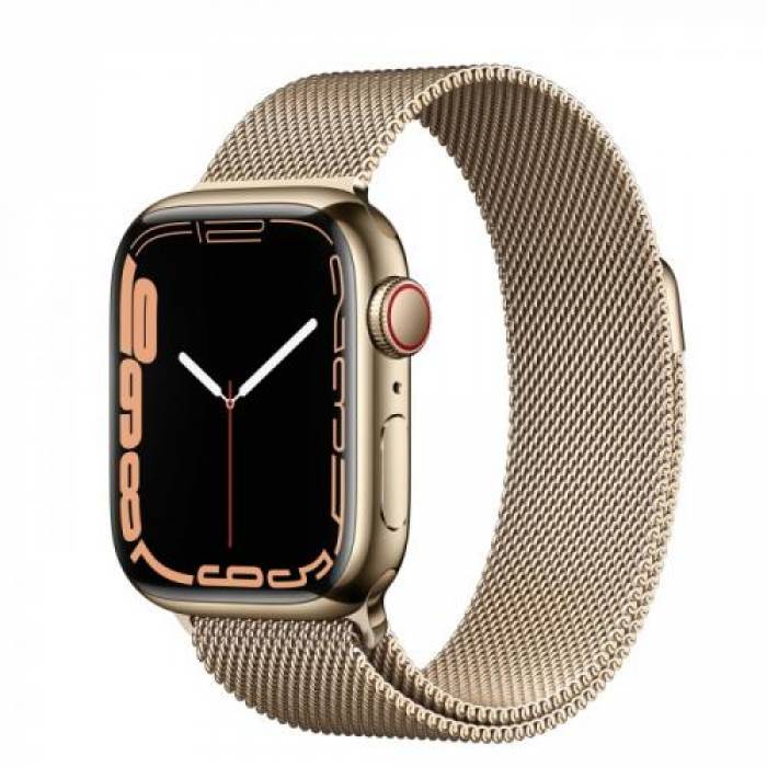 Smartwatch Apple Watch Series 7, 1.69inch, curea otel, Gold-Gold Milanese