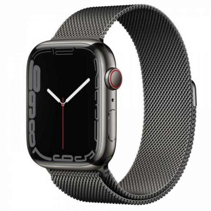 Smartwatch Apple Watch Series 7, 1.9inch, curea otel, Graphite-Graphite Milanese
