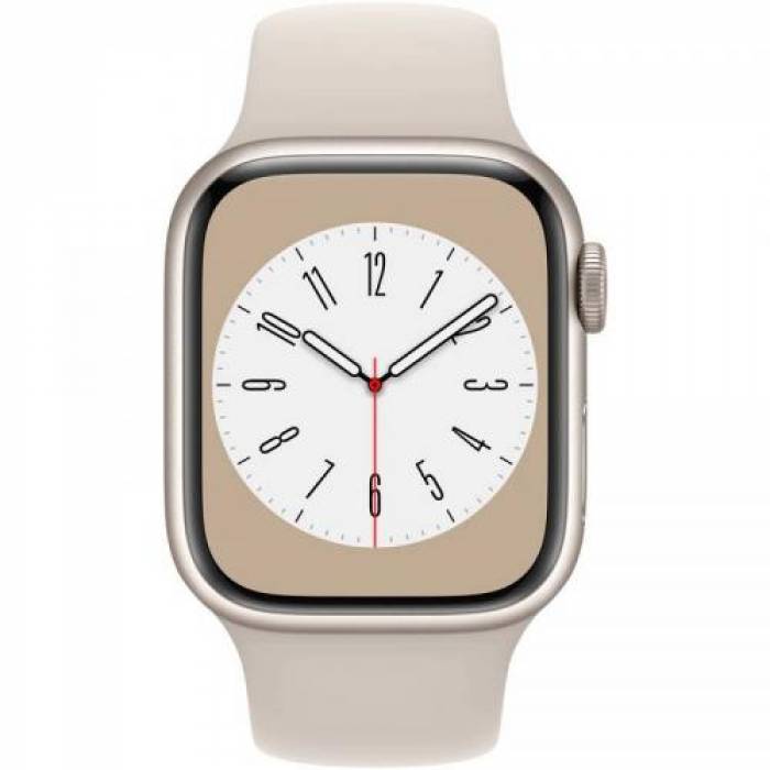 Smartwatch Apple Watch Series 8 Aluminium, 1.69inch, curea silicon, Starlight-Starlight