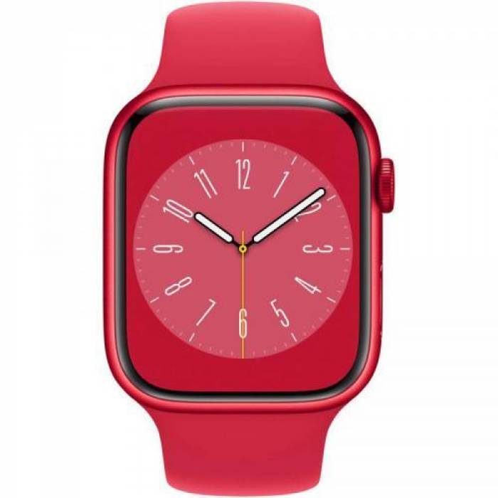 Smartwatch Apple Watch Series 8 Aluminium, 1.9inch, 4G, curea silicon, Red-Red