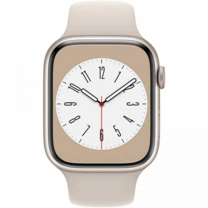 Smartwatch Apple Watch Series 8 Aluminium, 1.9inch, curea silicon, Starlight-Starlight