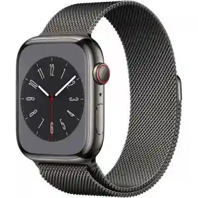 Smartwatch Apple Watch Series 8 Stainless Steel, 1.69inch, 4G, curea metal, Graphite-Graphite Milanese