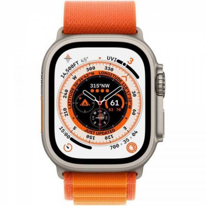 Smartwatch Apple Watch Ultra, 1.92inch, 4G, curea nylon large, Titan-Orange Alpine Loop