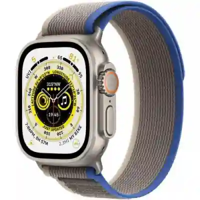 Smartwatch Apple Watch Ultra, 1.92inch, 4G, curea nylon M-L, Titan-Blue/Gray Trail Loop