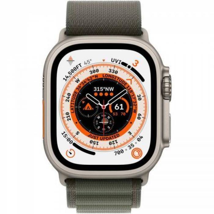 Smartwatch Apple Watch Ultra, 1.92inch, 4G, curea nylon medium, Titan-Green Alpine Loop