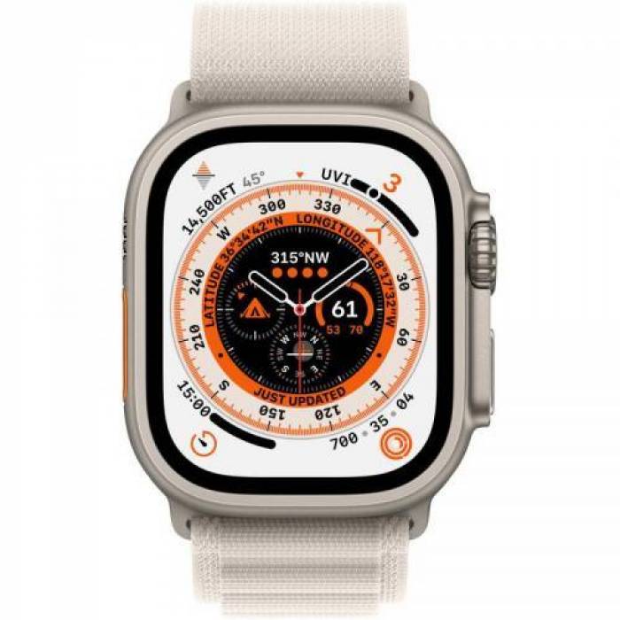 Smartwatch Apple Watch Ultra, 1.92inch, 4G, curea nylon medium, Titan-Starlight Alpine Loop