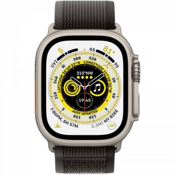Smartwatch Apple Watch Ultra, 1.92inch, 4G, curea nylon S-M, Titan-Black/Gray Trail Loop