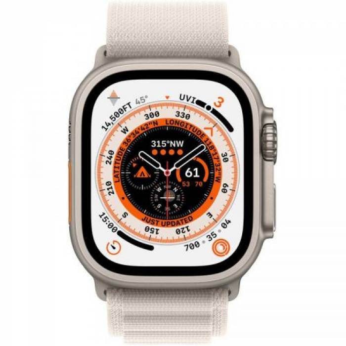 Smartwatch Apple Watch Ultra, 1.92inch, 4G, curea nylon small, Titan-Starlight Alpine Loop