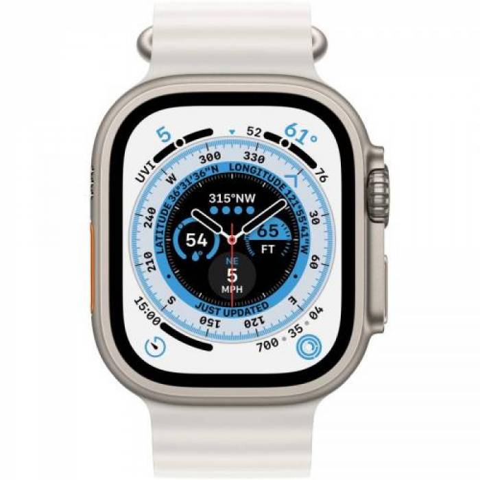 Smartwatch Apple Watch Ultra, 1.92inch, 4G, curea silicon, Titan-White Ocean