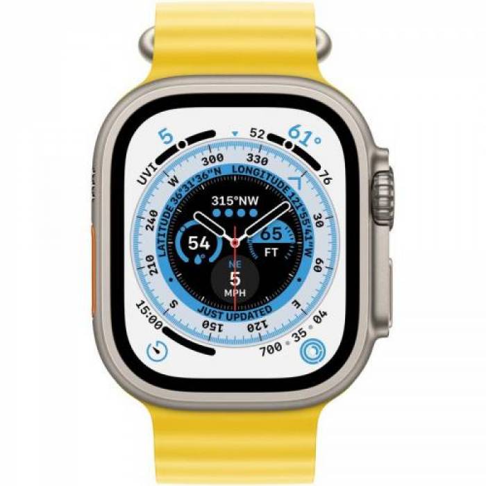 Smartwatch Apple Watch Ultra, 1.92inch, 4G, curea silicon, Titan-Yellow Ocean