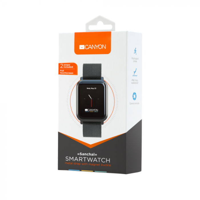 SmartWatch Canyon CNS-SW73BB, 1.22inch, Curea Metal, Black