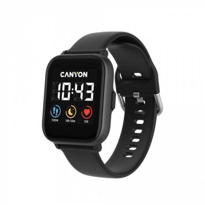 Smartwatch Canyon Salt SW-78, 1.4inch, Curea Silicon, Black