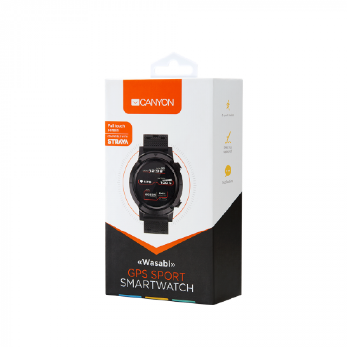 SmartWatch Canyon Wasabi, 1.3inch, curea Silicon, Black