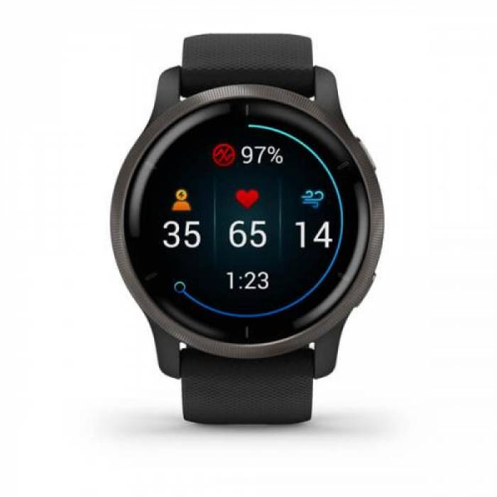 SmartWatch Garmin Venu 2, 1.3inch, Curea Silicon, Black Slate