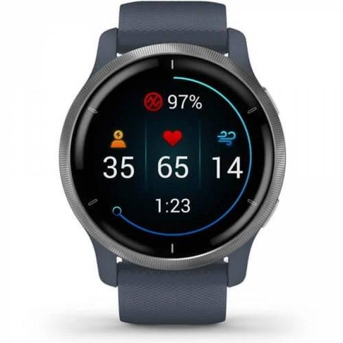 SmartWatch Garmin Venu 2, 1.3inch, Curea Silicon, Blue Granite