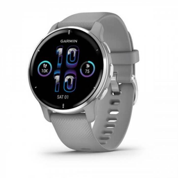 SmartWatch Garmin Venu 2 Plus, 1.30inch, Curea Silicon, Silver Grey