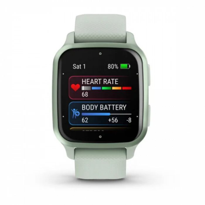 Smartwatch Garmin Venu SQ2 Metallic Mint Bezel, 1.41inch, Curea Silicon, Mint Bezel