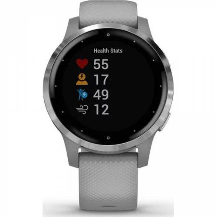 SmartWatch Garmin Vivoactive 4S, 1.1 inch, Curea silicon, Powder Gray