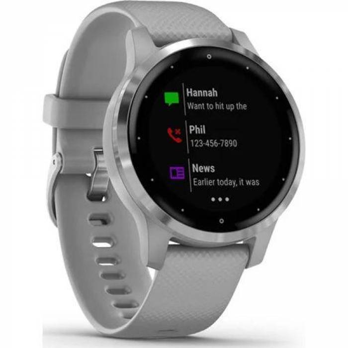 SmartWatch Garmin Vivoactive 4S, 1.1 inch, Curea silicon, Powder Gray