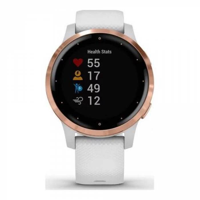 SmartWatch Garmin Vivoactive 4S, 1.1 inch, Curea silicon, White-Rose Gold