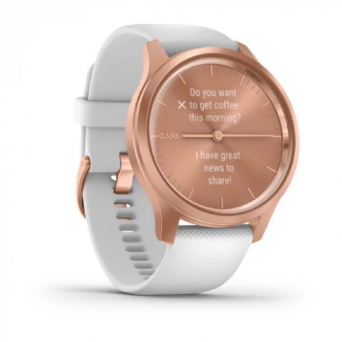 Smartwatch Garmin Vivomove Style, 1.2inch, Curea silicon, Rose Gold-White