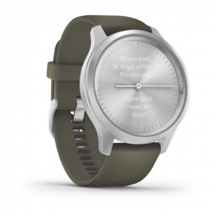 Smartwatch Garmin Vivomove Style, 1.2inch, Curea silicon, Silver-Green