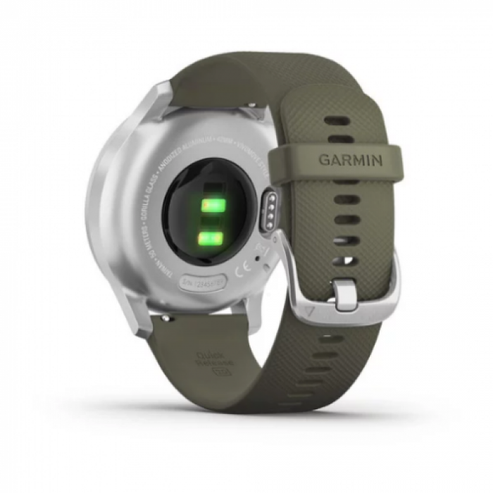 Smartwatch Garmin Vivomove Style, 1.2inch, Curea silicon, Silver-Green