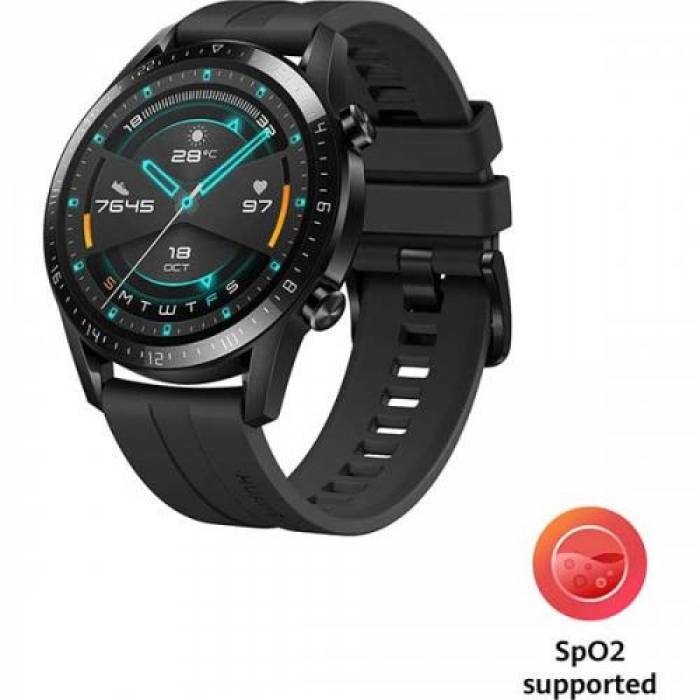 SmartWatch Huawei Watch GT 2, 1.39inch, curea silicon, Matte Black