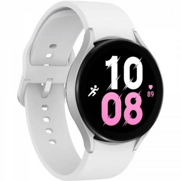 SmartWatch Samsung Galaxy Watch 5, 1.4inch, Curea silicon, Silver-White