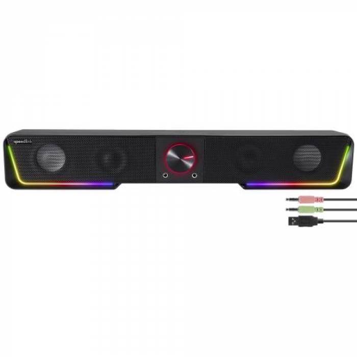 Soundbar 2.0 Speedlink GRAVITY RGB, 12W, Black