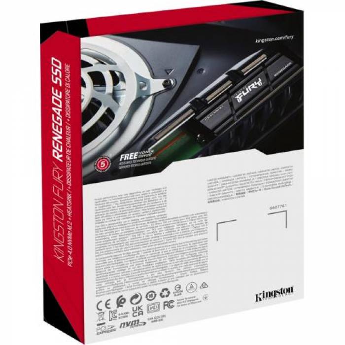 SSD Kingston Fury Renegade + Heatsink 1TB, PCIe 4.0 x4, M.2