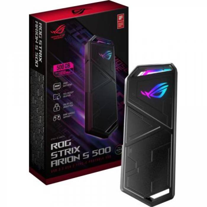 SSD Portabil ASUS ROG Strix Arion S500 500GB, USB 3.1 Tip C, Black