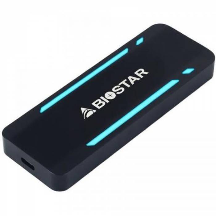 SSD portabil Biostar P500 RGB 512GB, USB 3.2 Gen2 Tip C, M.2, Black