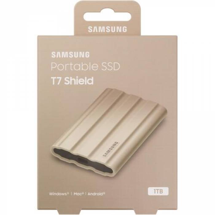 SSD Portabil Samsung T7 Shield, 1TB, USB-C 3.1, Beige