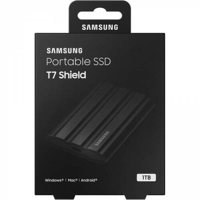 SSD Portabil Samsung T7 Shield, 1TB, USB-C 3.1, Black