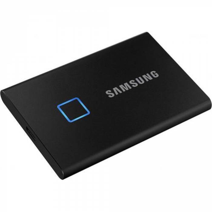 SSD Portabil Samsung T7 Touch, 500GB, USB-C 3.1, Metallic Black