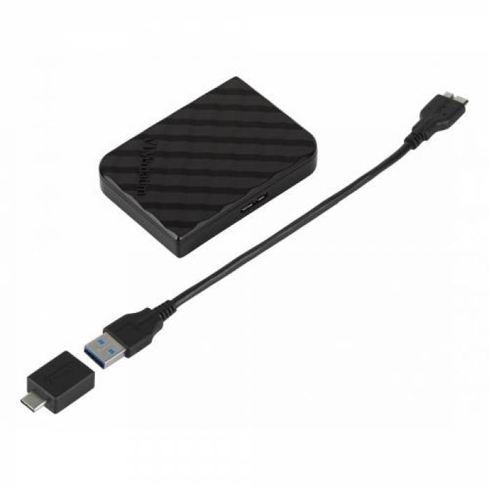 SSD portabil Verbatim Store 'N' Go Mini, 512GB, USB 3.0 Tip B, Black