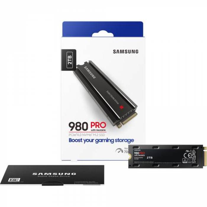 SSD Samsung 980 PRO Heatsink 2TB, PCI Express 4.0 x4, M.2 2280