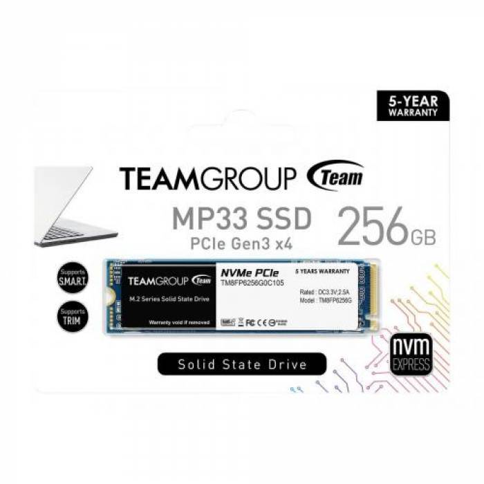 SSD TeamGroup MP33 256GB, PCIe Gen3 x4, M.2 SSD TeamGroup MP33 256GB, PCIe Gen3 x4, M.2