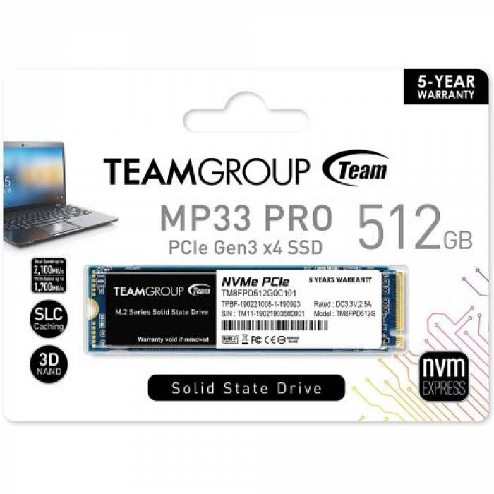 SSD TeamGroup MP33 PRO 1TB, PCIe Gen3 x4, M.2