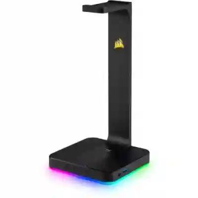 Stand Casti Corsair Premium ST100 RGB, 7.1 Surround Sound, Black