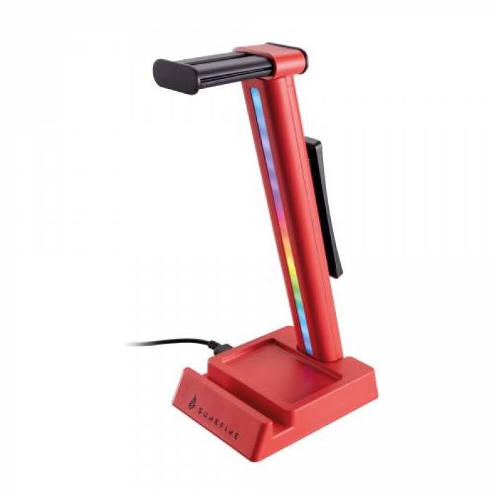 Stand casti SureFire by Verbatim Vinson N1Dual Balance, RGB LED, USB, Red