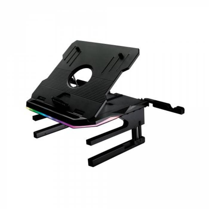 Stand laptop SureFire by Verbatim Portus X2 pliabil, RGB LED, USB, Black