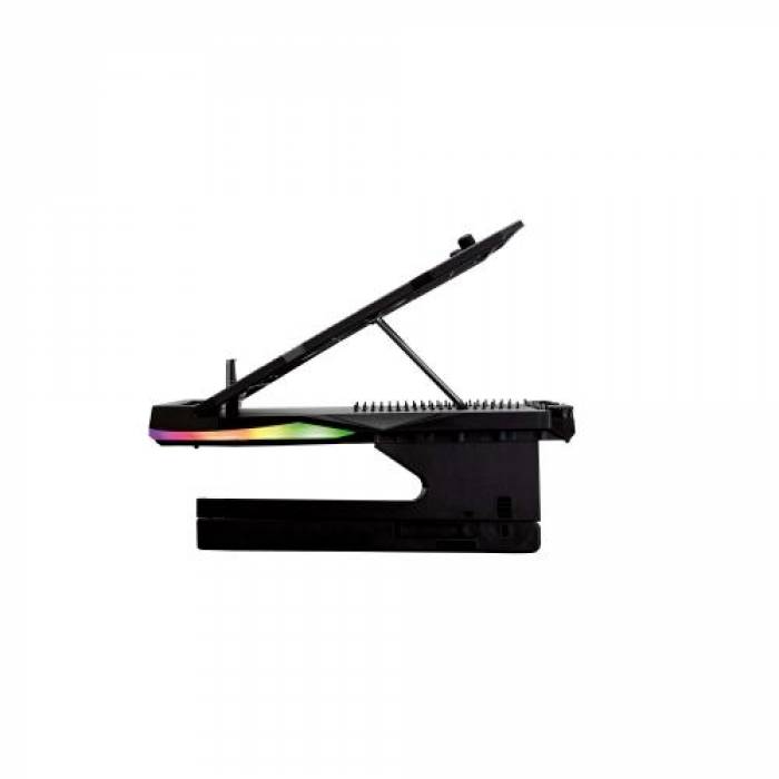 Stand laptop SureFire by Verbatim Portus X2 pliabil, RGB LED, USB, Black