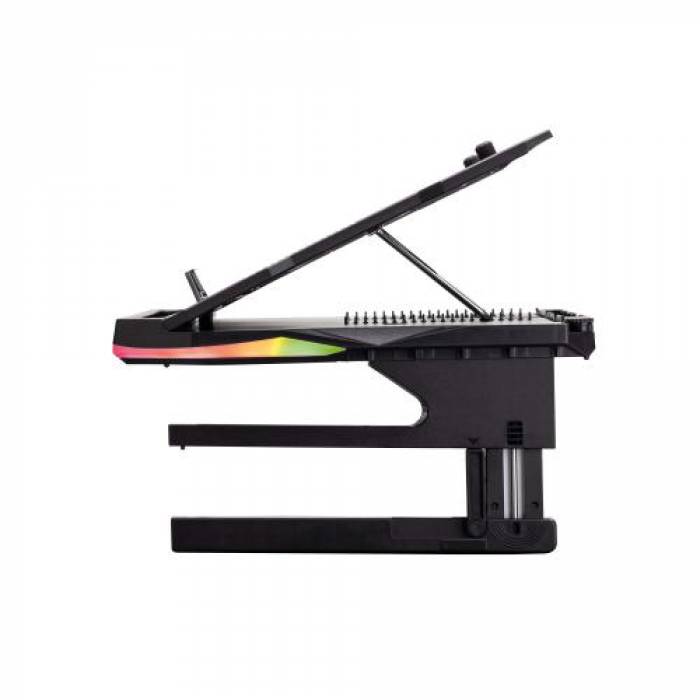 Stand laptop SureFire by Verbatim Portus X2 pliabil, RGB LED, USB, Black