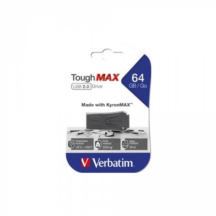 Stick memoie Verbatim ToughMax 64GB, USB 2.0, Black