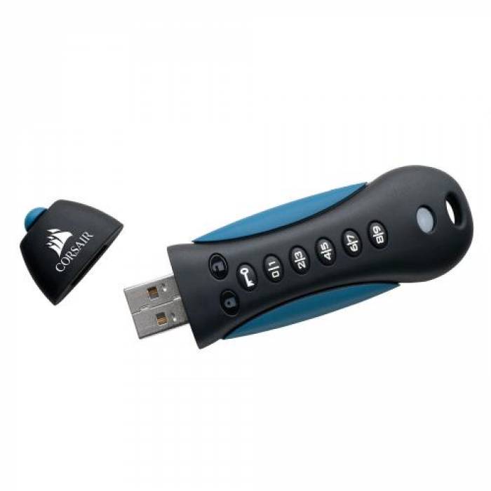 Stick memorie Corsair Flashdrive Padlock 3, 256GB, USB 3.0, Black-Blue