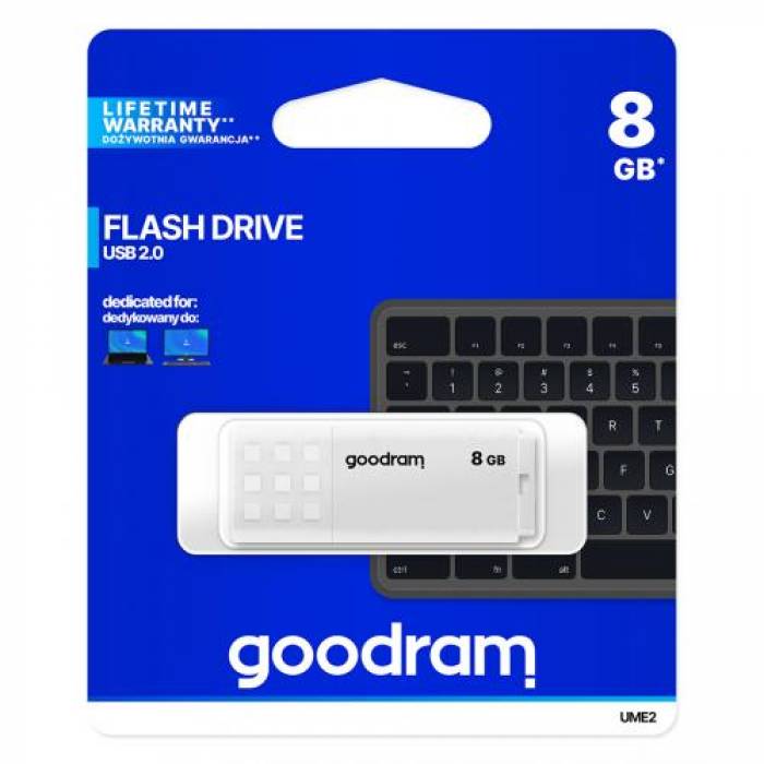 Stick memorie Goodram UME2, 8GB, USB 2.0, White